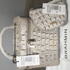 Brahmin Fairest Grey Chantal With Matching Britt Pouch Both New And Authentic